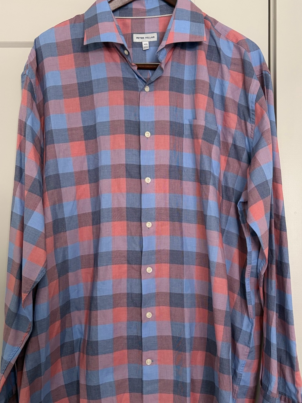 Peter Millar Blue Plaid Button-Down Long Sleeve